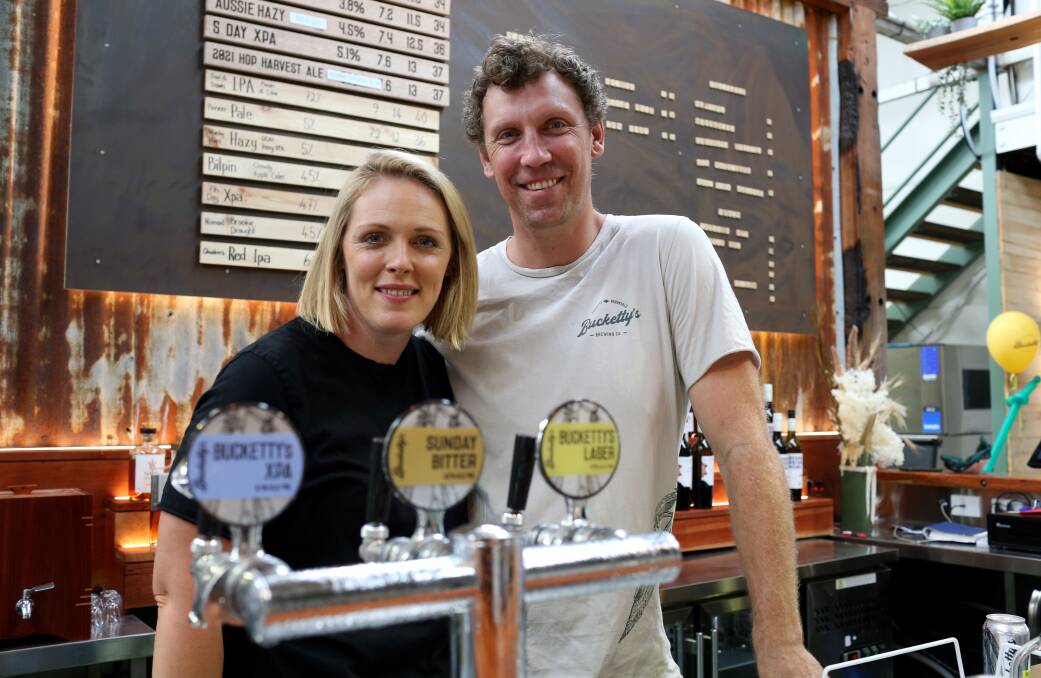 BEER LOVERS: Bucketty's Brewery Co is among the micro breweries that won't be impacted by the beer tax hike. Pictured are owners Nick and Lexi McDonald. Picture: Geoff Jones