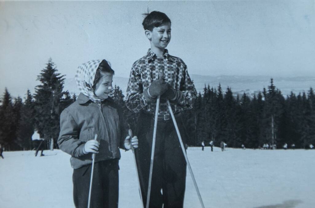 SIBLINGS: George and older brother Stanley Falinski (aged around 12) in Poland before they fled to Australia. Picture: Supplied