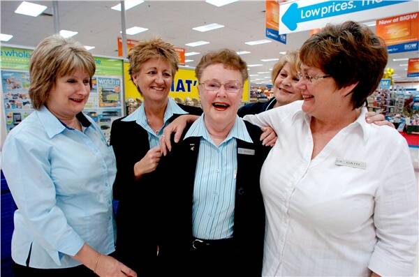 A Big W wonder: Ruve Towells, centre, with co-workers Kathy Rawson, store manager Helen Toombs, Sandra Kelly and Cathy Jensen.