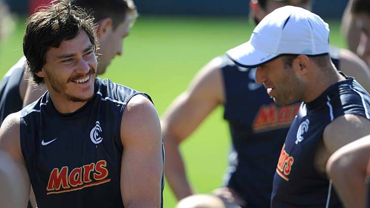 Leadership material: Nick Duigan (left) doesn’t expect to inherit the captaincy from Chris Judd.