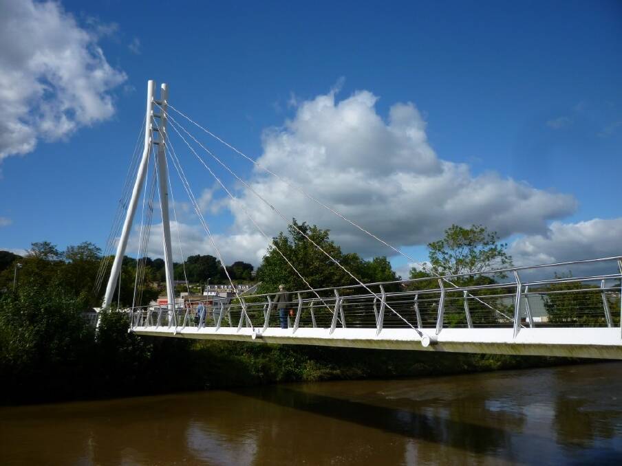Vital link: An example of a cable stay footbridge at historic Hawick in Scotland.