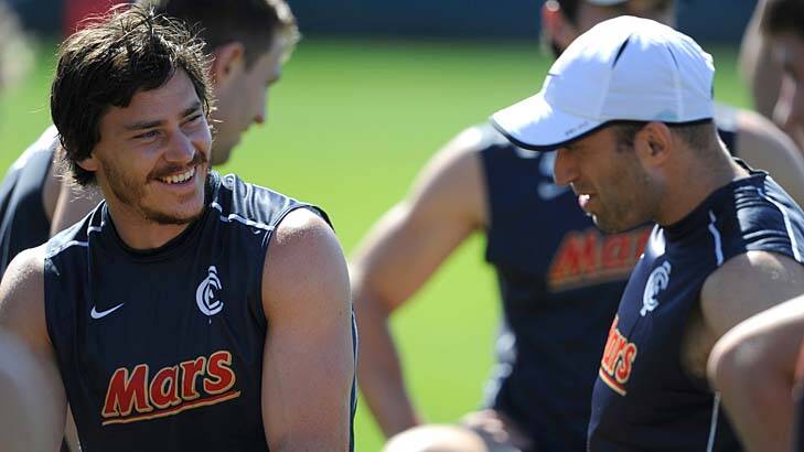 Leadership material: Nick Duigan (left) doesn’t expect to inherit the captaincy from Chris Judd.
