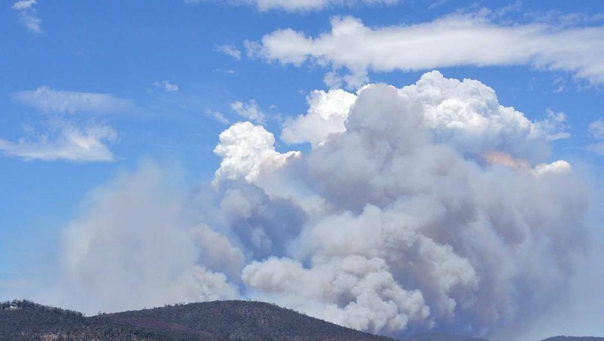 Smoke billows from a bushfire at Forcett, Tasmania. Photo: SUSSANSAYS/TWITTER