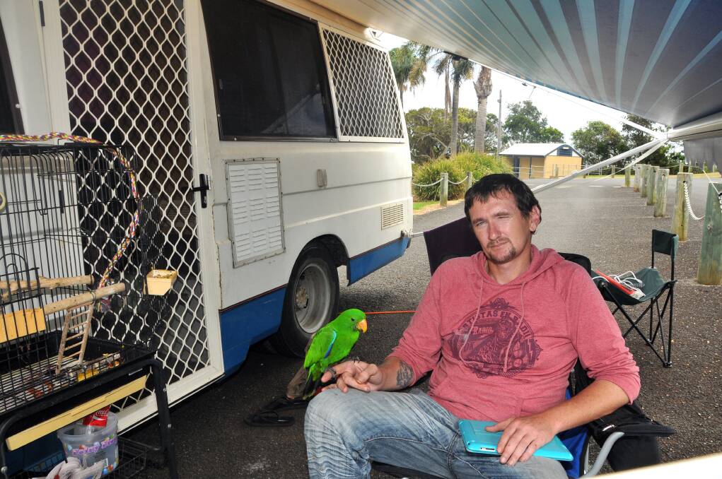 Shane Crofts has been utilising Port Macquarie's beachside carparks as a place to pull up his van for the night.