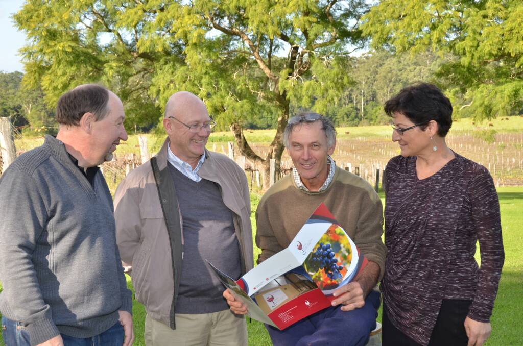 Charles Sturt University School of Agricultural and wine sciences Prof Chris Steel, National Wine and Grape Industry Centre director Prof Alain Deloire, Bago Vineyards co-owner Jim Mobbs and Charles Sturt University Port Macquarie Campus director Dr Muyesser Durur talk about the wine industry.