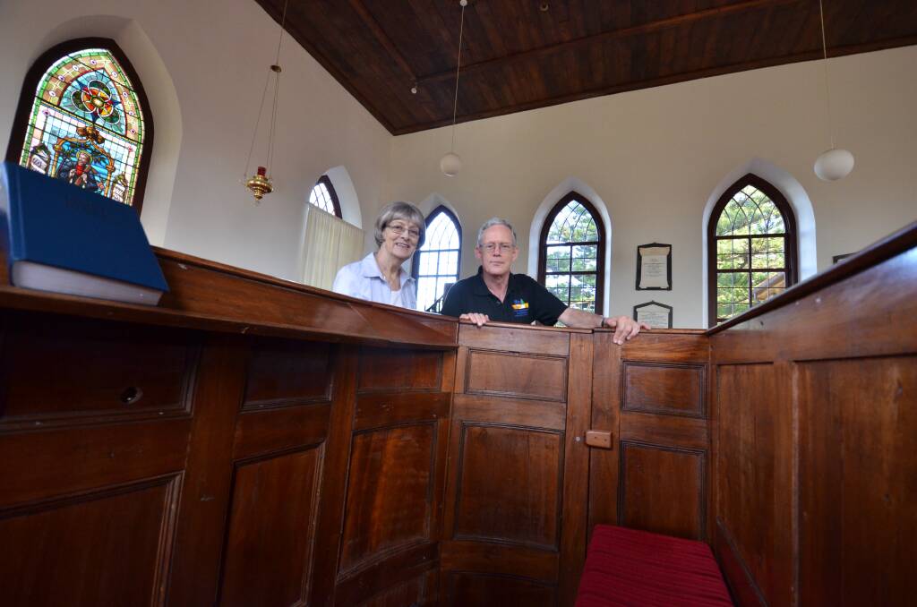 Port Macquarie & Districts Family History Society's Trysha Hanly and Clive Smith look forward to the publication which records St Thomas' Anglican Church baptisms, marriages and burials during the early years.