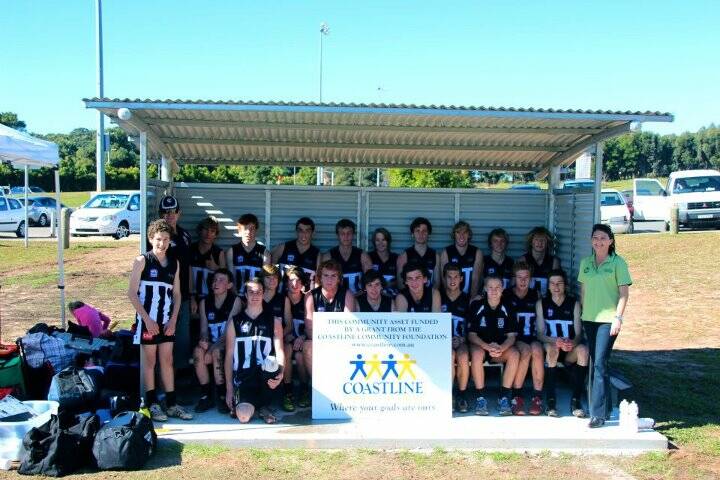 The Under 18 Port Magpies and their new shelter sheds 