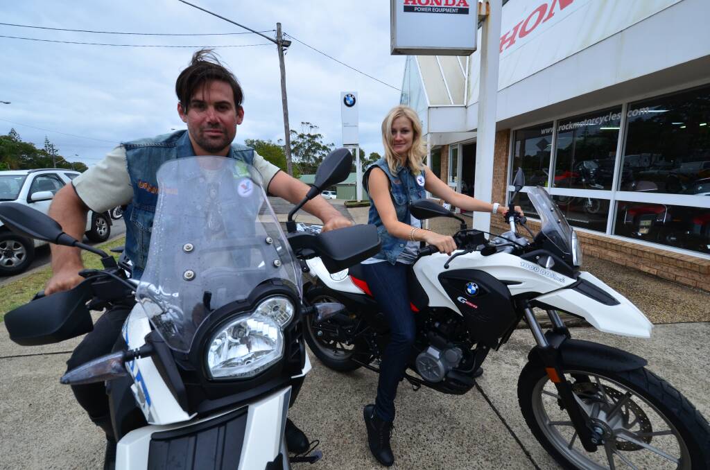 Rock and Ride: Phil and Julie Jamieson prepare for their long journey on their BMW motorbikes.