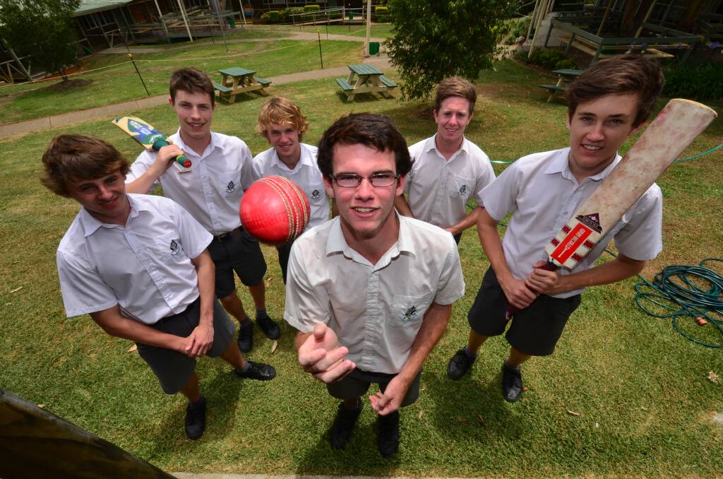 FInal eight beckons: MacKillop cricket team members, back from left, Alex O,Rourke, Thomas Rienstra, captain Ben Woodward, Jack Darcy, Jack Connolly and, with ball, Nick Bartlett.  