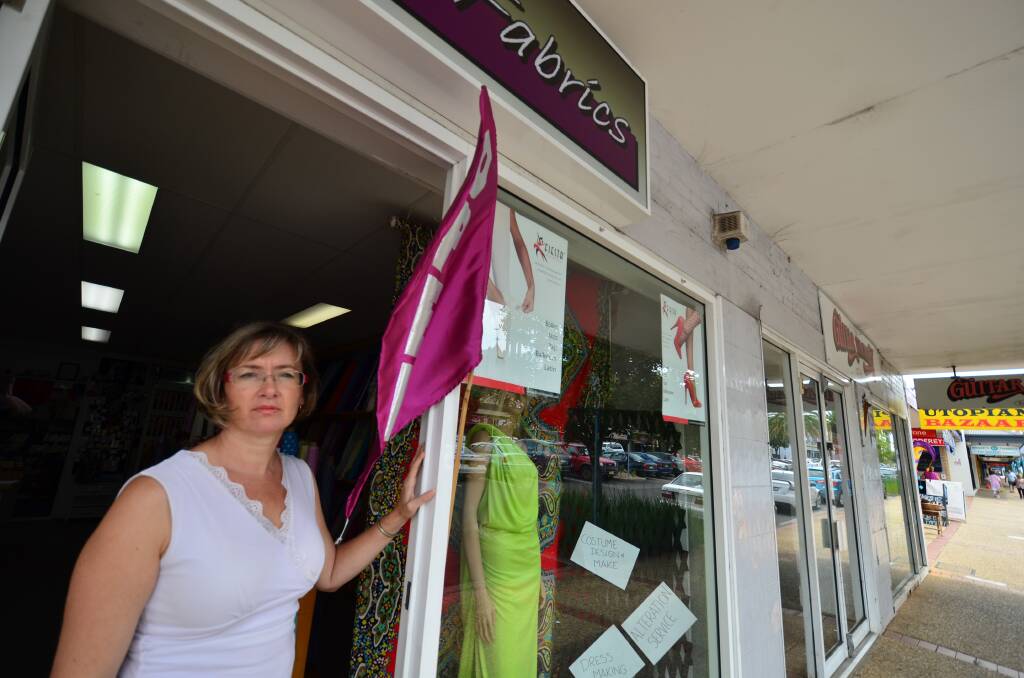 Far from happy: Dancing Fabrics owner Karen Packer opposes an adult shop proposed next to her business in Horton Street, and across the road from a CBD youth centre.