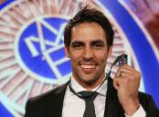 Mitchell Johnson poses after winning the Allan Border Medal during the 2014 Allan Border Medal on Monday night. Picture GETTY IMAGES