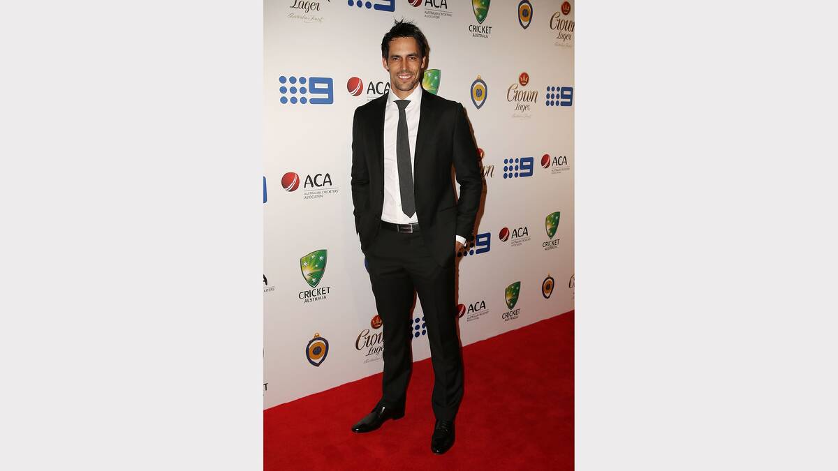 Mitchell Johnson arrives at the 2014 Allan Border Medal on Monday night. Picture: GETTY IMAGES