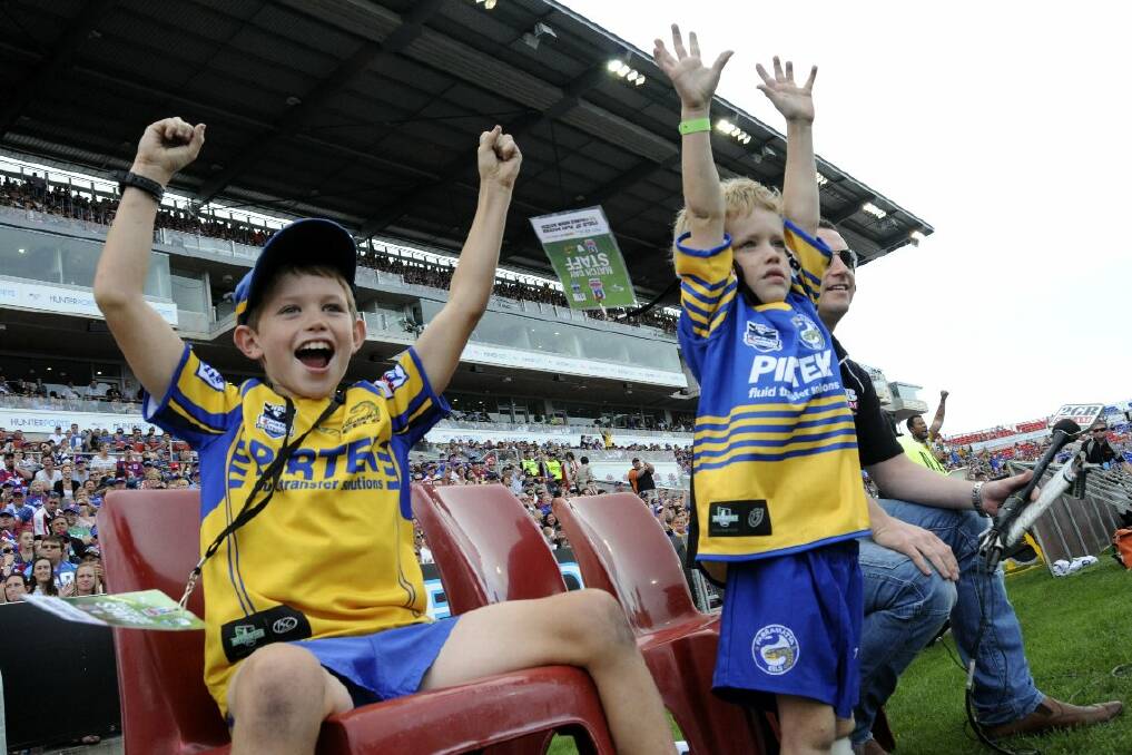 Jesse Fisher and his family were special guests when the Parramatta Eels played the Newcastle Knights. Pic: PETER GLEESON