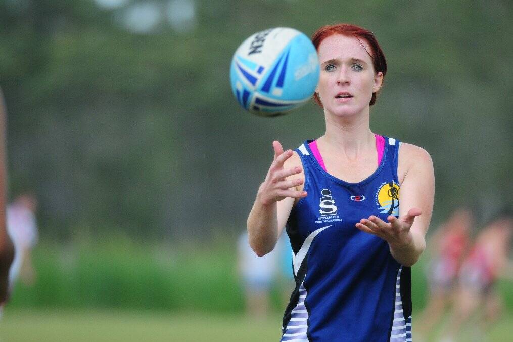 Port Macquarie's Anna Leary keeps her eyes on the ball.