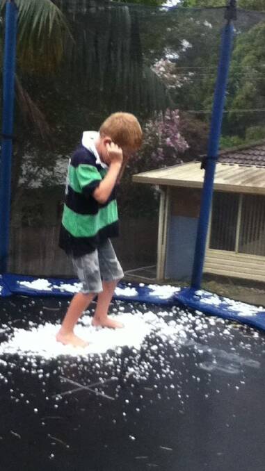 Five-year-old Nicholas Davenport found a way to enjoy the hail. From Aimee Davenport.