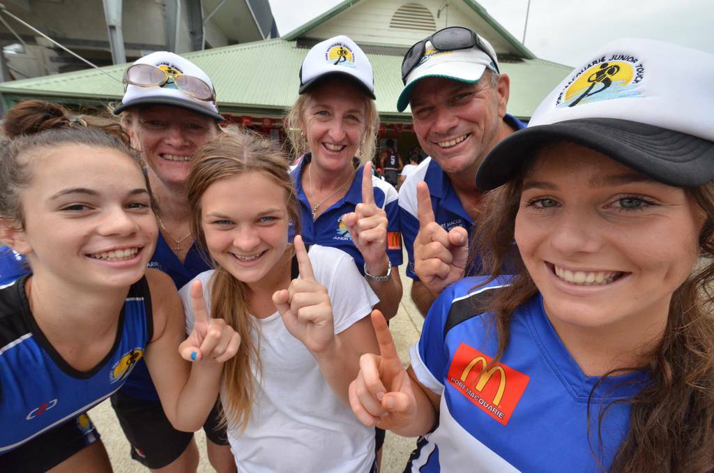 Tegan Holland, Maddy Rudd, Alannah Hemsley, Donna Anttilla, Peter Lowe and Debbie Molony enjoyed the Junior State Cup. Pic: Port News
