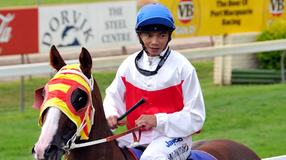 Too fast: Port Macquarie jockey Marlon Dolendo rode Perlaact to victory on Tuesday.