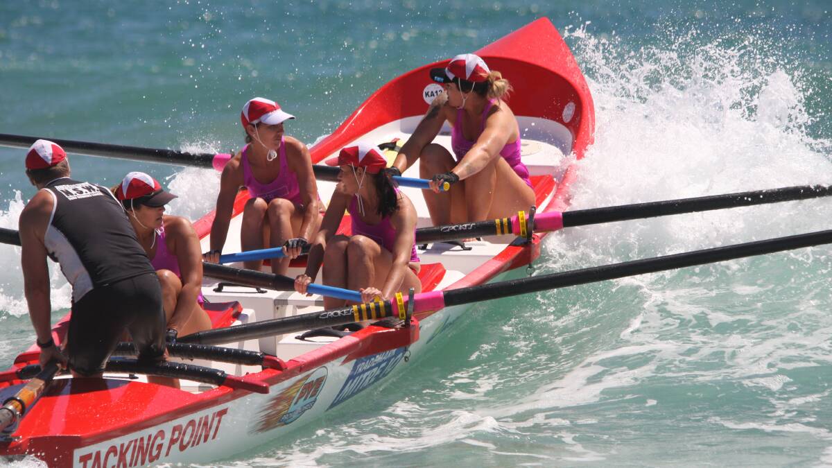 Winning women: The Tacking Point women's rowing crew took a North Coast Surfboat Series win on the weekend. 