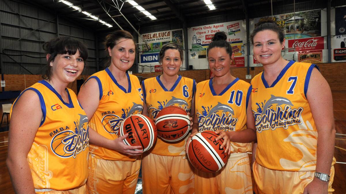  Shooting hoops: From left, Emma Cutting, Dee Hudson, Corinne Adams, Jenna Burgess and Danielle Roh.
