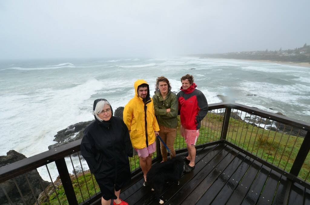 Louise Dix, Joe, Roland and Nick Bullock at the Tacking Point lookout